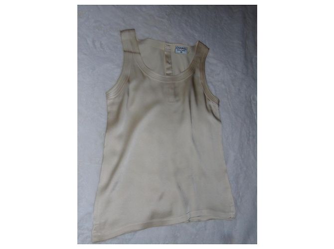Top de seda Chanel crema Crudo - vista 7