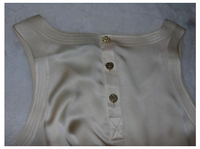Top de seda Chanel crema Crudo - vista 9
