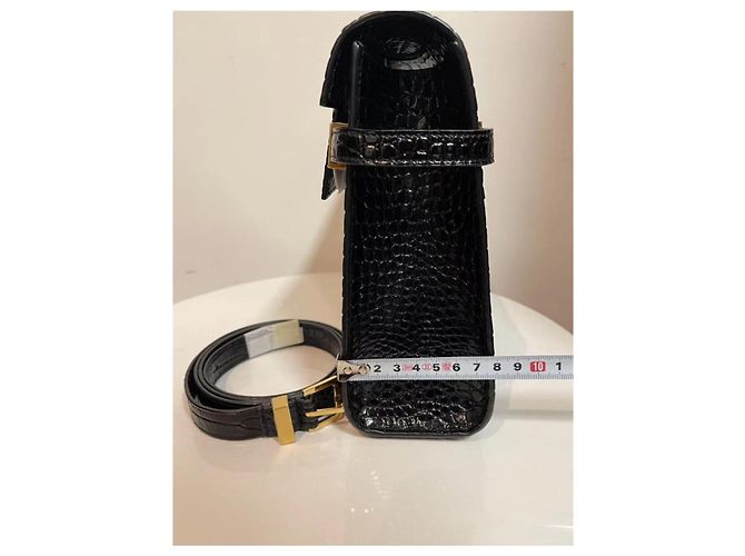 Borsa Saint Laurent Manhattan Croco Nero in Pelle di Agnello - vista 5