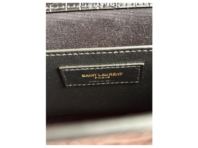 Borsa Saint Laurent Manhattan Croco Nero in Pelle di Agnello - vista 7