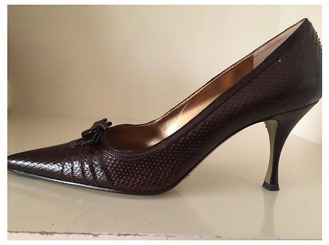 Sapatos de Salto Dolce & Gabbana Marrom Escuro Couro Castanho escuro - vista 2