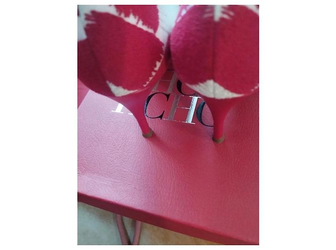 Décolleté Carolina Herrera Rosso e Beige Nylon - vista 4