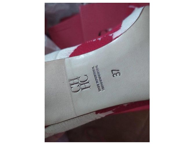Décolleté Carolina Herrera Rosso e Beige Nylon - vista 5