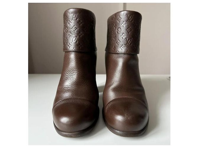 Botines Louis Vuitton de piel marrón Castaño - vista 4