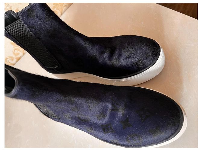 Stivali Louis Vuitton Blu Scuro Pelle Monogramma - vista 4
