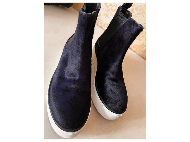 Stivali Louis Vuitton Blu Scuro Pelle Monogramma - vista 5