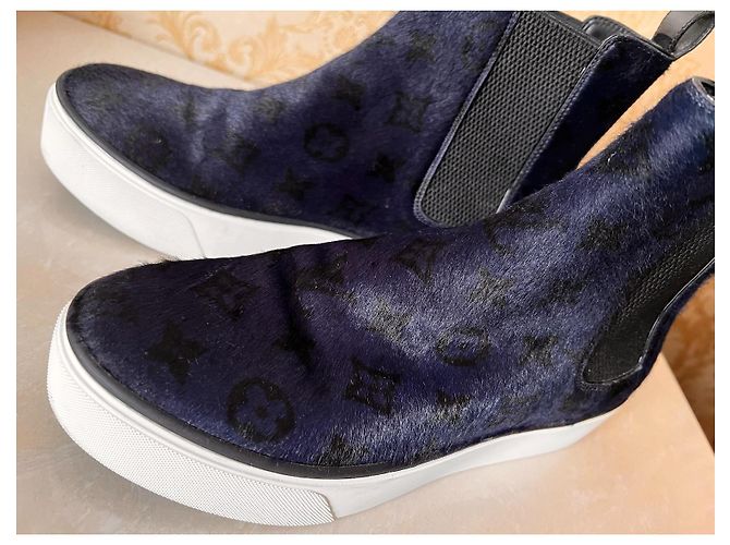 Stivali Louis Vuitton Blu Scuro Pelle Monogramma - vista 7
