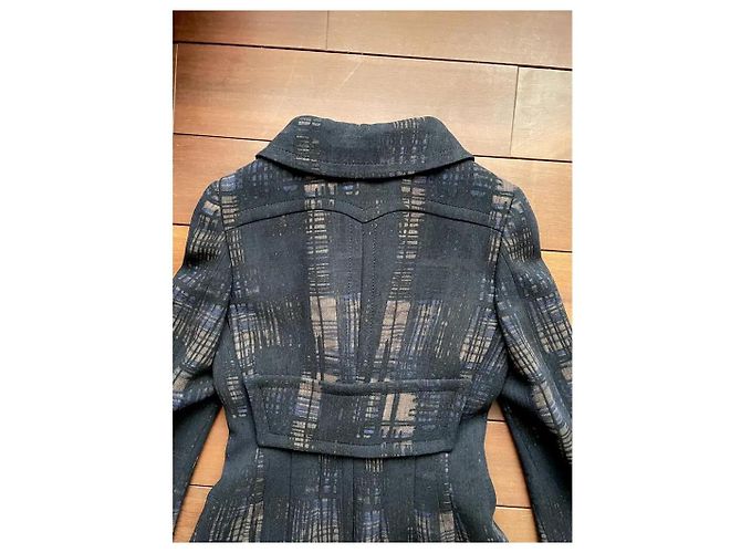 Abrigo Prada Natte Grafico Cacao de lana negro cacao azul Castaño - vista 6