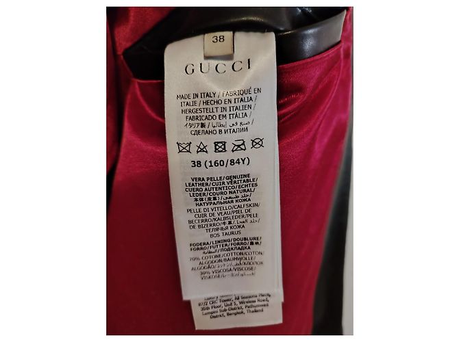 GUCCI LEDER-BIKERJACKE MIT GUCCI-LOGO. Schwarz - Ansicht 5
