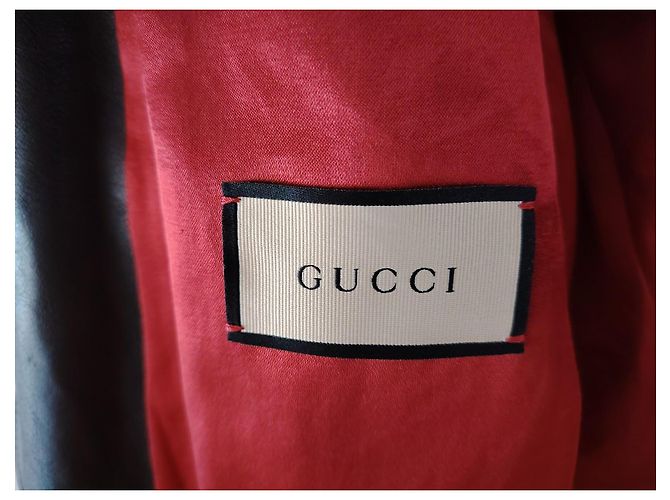 GUCCI LEDER-BIKERJACKE MIT GUCCI-LOGO. Schwarz - Ansicht 8