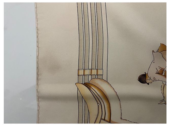 Kelly Foulard Hermès Jamping Bianco sporco - vista 13