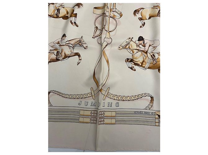 Kelly Foulard Hermès Jamping Bianco sporco - vista 14