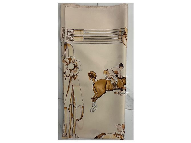 Kelly Foulard Hermès Jamping Bianco sporco - vista 17