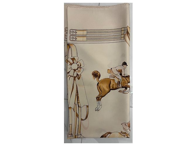Kelly Foulard Hermès Jamping Bianco sporco - vista 18