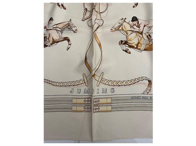 Kelly Foulard Hermès Jamping Bianco sporco - vista 4