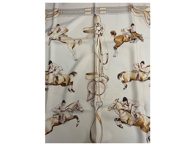 Kelly Foulard Hermès Jamping Bianco sporco - vista 8