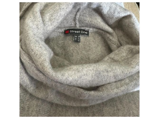 Autre Marque STREET ONE Grauer Kaschmirpullover mit Polo-Kragen - Ansicht 4