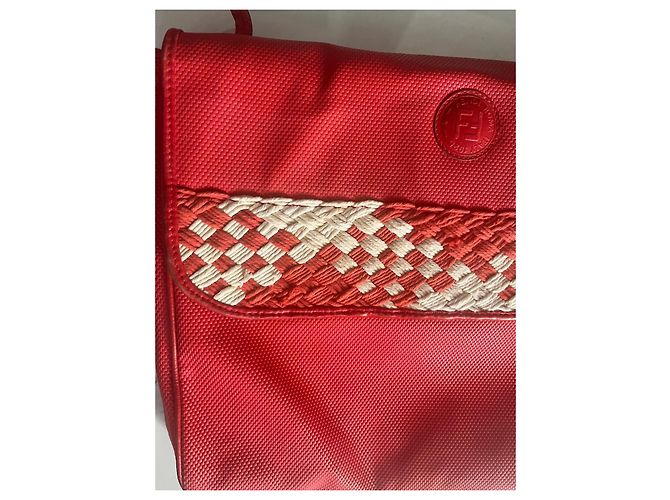 Borsa a tracolla Fendi Sas in pelle intrecciata rossa Rosso - vista 12