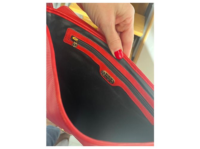 Borsa a tracolla Fendi Sas in pelle intrecciata rossa Rosso - vista 5
