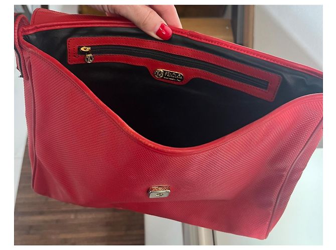 Borsa a tracolla Fendi Sas in pelle intrecciata rossa Rosso - vista 8