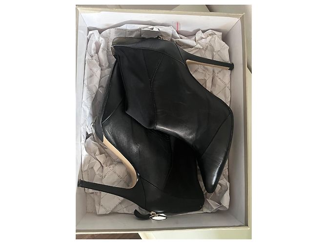 Autre Marque Schwarze Leder Stiefeletten mit Absatz - Ansicht 4