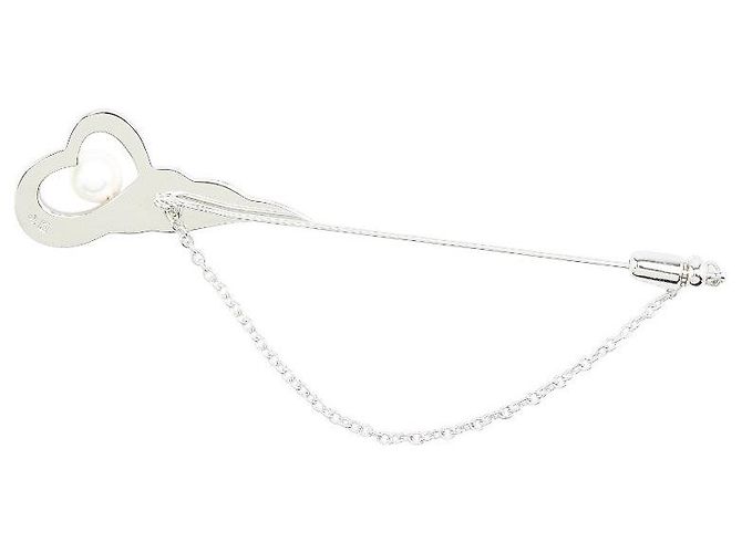 Spilla a forma di cuore con perla d'argento Tasaki - vista 2