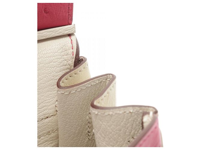 Bolsa Hermès Birkin 25 de avestruz rosa/ivory - vista 9