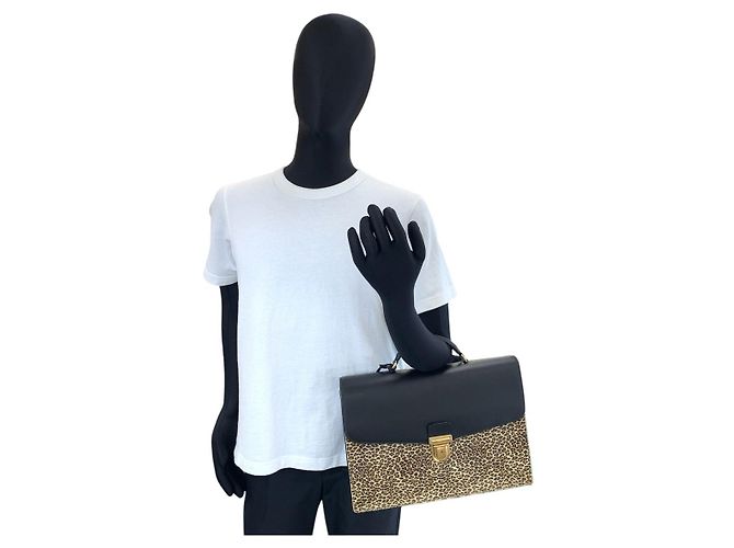 Céline Malette en cuir léopard Celine 2 voies - vue 8