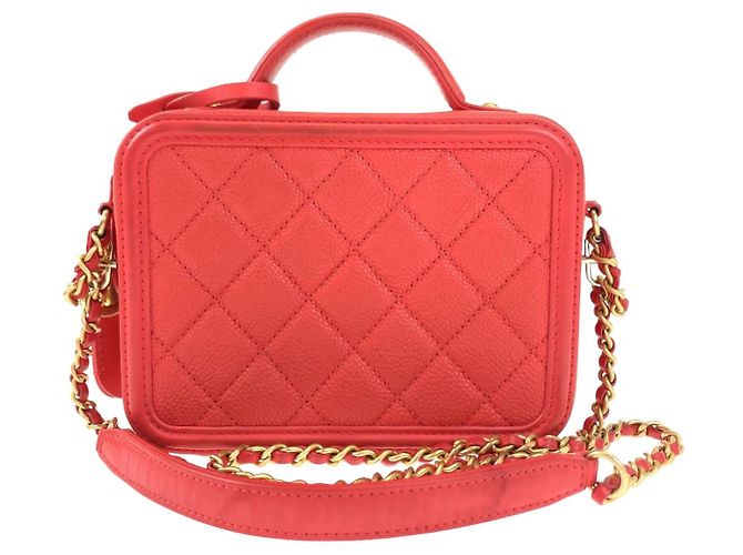 Sac Vanity Filigrane en Cuir Caviar Chanel Rouge - vue 2
