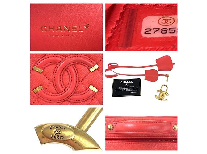 Sac Vanity Filigrane en Cuir Caviar Chanel Rouge - vue 4