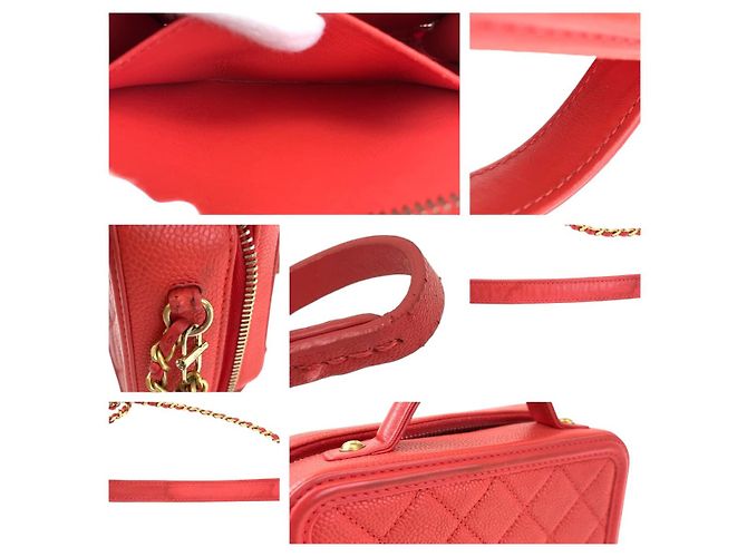 Sac Vanity Filigrane en Cuir Caviar Chanel Rouge - vue 5