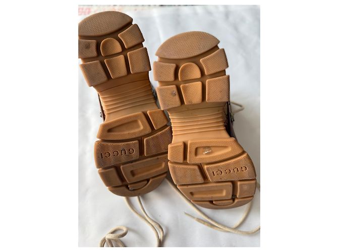Stivali Gucci Sega flashtrek pelle e camoscio marrone chiaro - vista 7