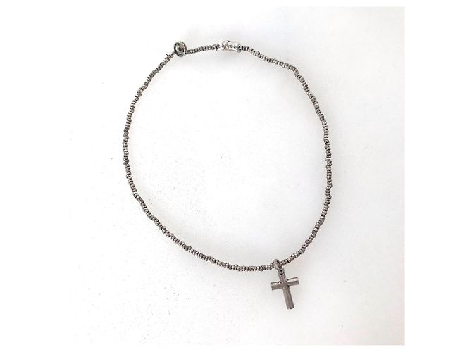 Autre Marque Set Scooter Paris Collana a Croce e Bracciale Rosso Argento Bordò - vista 4