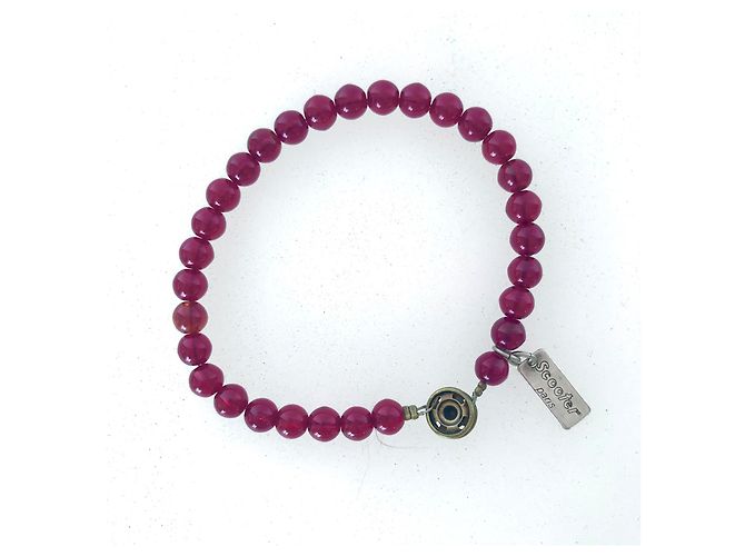 Autre Marque Set Scooter Paris Collana a Croce e Bracciale Rosso Argento Bordò - vista 6