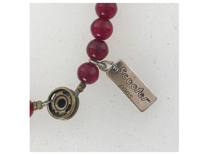 Autre Marque Set Scooter Paris Collana a Croce e Bracciale Rosso Argento Bordò - vista 7