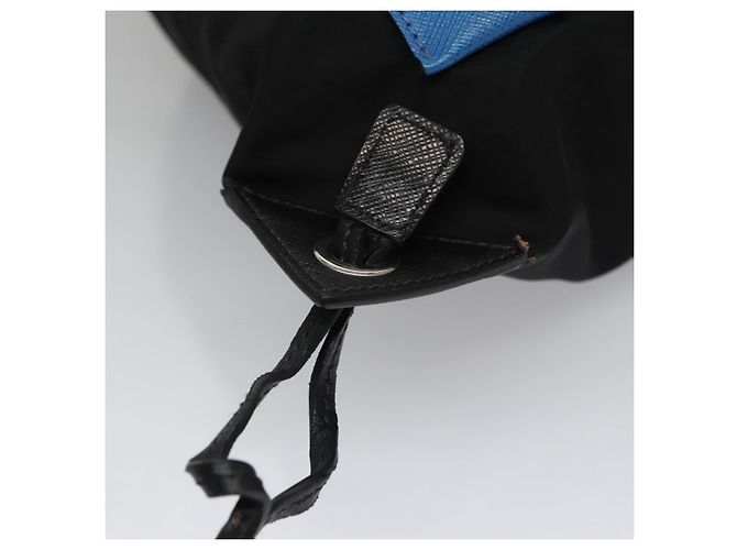 PRADA Backpack Nylon Leather Black Blue Silver Auth 92876 Silvery - view 15