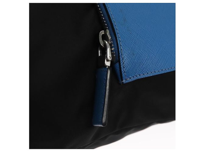 PRADA Backpack Nylon Leather Black Blue Silver Auth 92876 Silvery - view 20