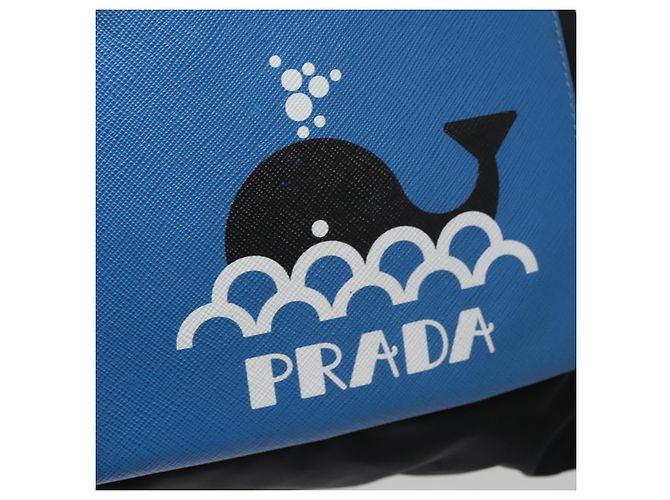 PRADA Backpack Nylon Leather Black Blue Silver Auth 92876 Silvery - view 22