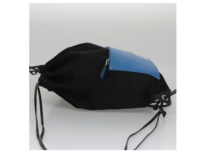 PRADA Backpack Nylon Leather Black Blue Silver Auth 92876 Silvery - view 4