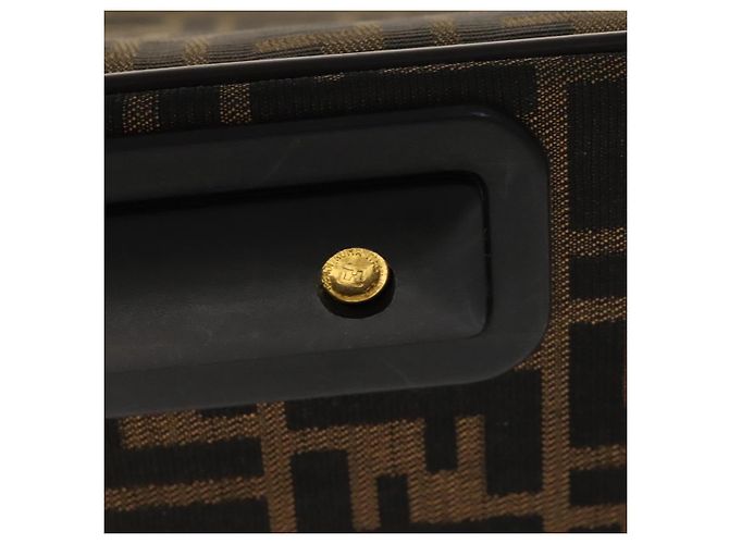 FENDI Zucca Lona Bolsa de Transporte Boston Negra Marrón Auth mr869 Castaño Negro - vista 10