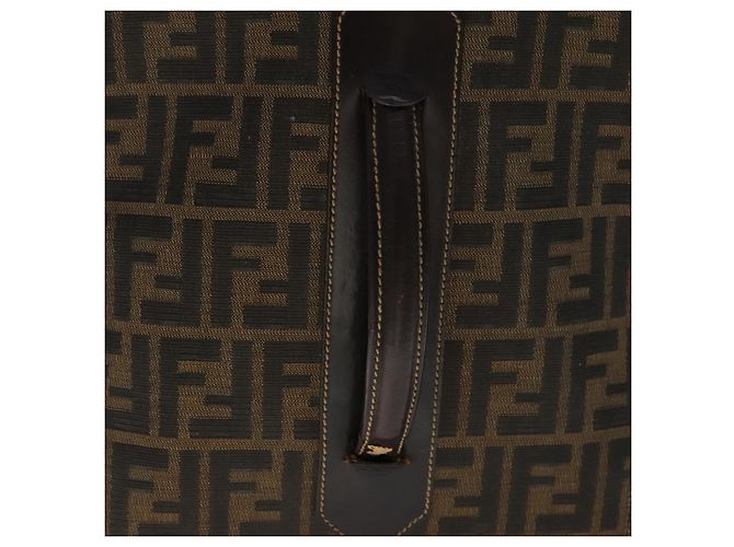 FENDI Zucca Lona Bolsa de Transporte Boston Negra Marrón Auth mr869 Castaño Negro - vista 14