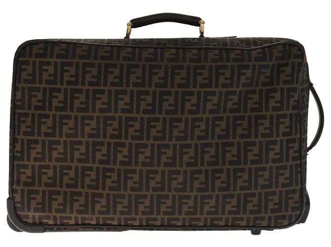 FENDI Zucca Lona Bolsa de Transporte Boston Negra Marrón Auth mr869 Castaño Negro - vista 2