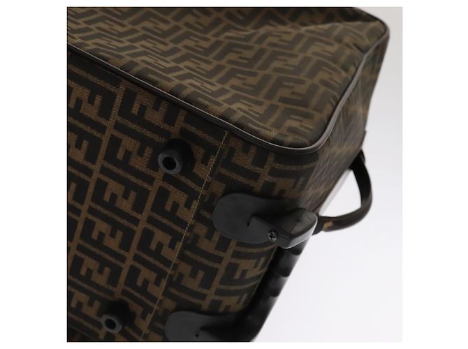 FENDI Zucca Lona Bolsa de Transporte Boston Negra Marrón Auth mr869 Castaño Negro - vista 21