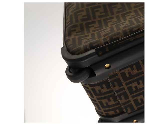 FENDI Zucca Lona Bolsa de Transporte Boston Negra Marrón Auth mr869 Castaño Negro - vista 22