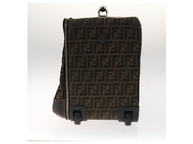 FENDI Zucca Lona Bolsa de Transporte Boston Negra Marrón Auth mr869 Castaño Negro - vista 3