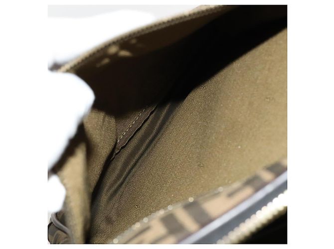 FENDI Zucca Lona Bolsa de Transporte Boston Negra Marrón Auth mr869 Castaño Negro - vista 32
