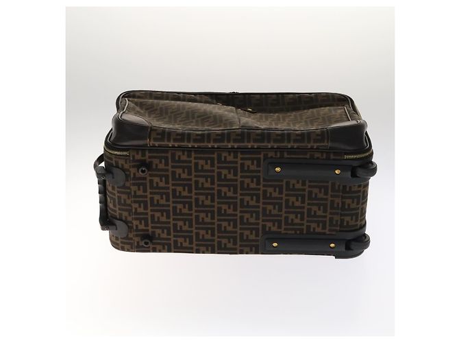 FENDI Zucca Lona Bolsa de Transporte Boston Negra Marrón Auth mr869 Castaño Negro - vista 6