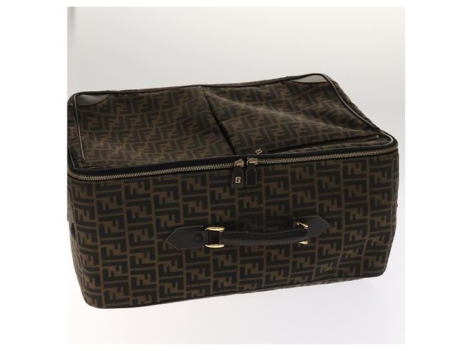 FENDI Zucca Lona Bolsa de Transporte Boston Negra Marrón Auth mr869 Castaño Negro - vista 7