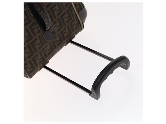 FENDI Zucca Lona Bolsa de Transporte Boston Negra Marrón Auth mr869 Castaño Negro - vista 9