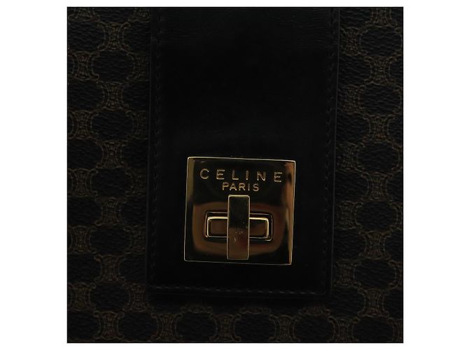 Céline Borsa a spalla in tela Macadam CELINE in pelle PVC nera e dorata Auth 104249 Nero D'oro - vista 17